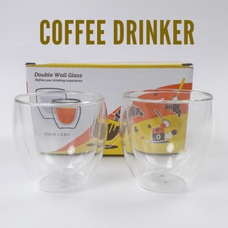 เซตแก้วสองชั้น 250ml.Coffee Lover Set Double Wall Glass 250ml.ของขวัญสุดพรีเมี่ยม