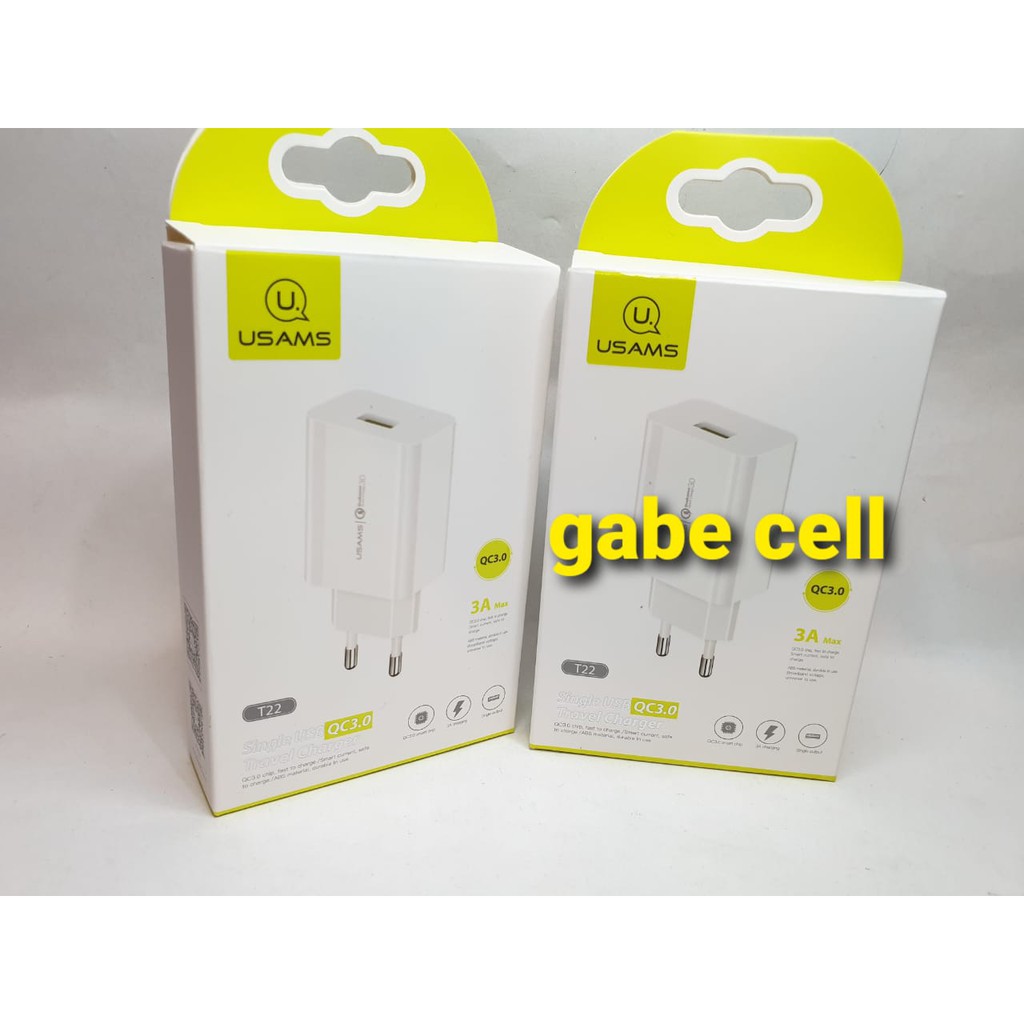USAMS T22 QC 3.0 FAST CHARGING 3A 18W ORG ADAPTER