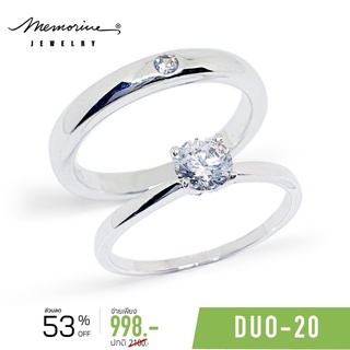 Memorine Jewelry แหวนคู่รักเงินแท้ 925 ฝังเพชรสวิส (CZ) : DUO-20