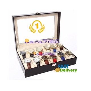 buybuytech WATCH BOX กล่องใส่นาฬิกา3/​6​/10/12ช่อง (สีดำ)