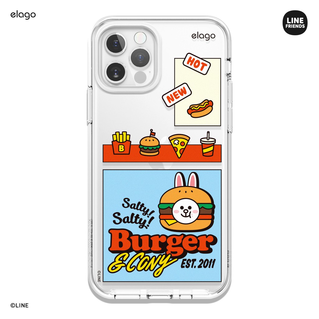 elago l LINE FRIENDS Burger Time iPhone 12, 12 Pro, Pro Max  Case (elago x LINE ลิขสิทธิ์แท้)
