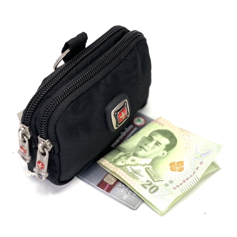 Chinatown Leather กระเป๋าผ้าDAKARร้อยเข็มขัด ผ้าซิปคู่+ช่องหน้าใส่ แบงค์ เหรียญ บัตร แว่นส่องพระ บุหรี่ ร้อยเข็มขัด