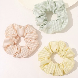 Pastel Gingham Pattern Scrunchie Hair Tie ยางมัดผมสีพาสเทล