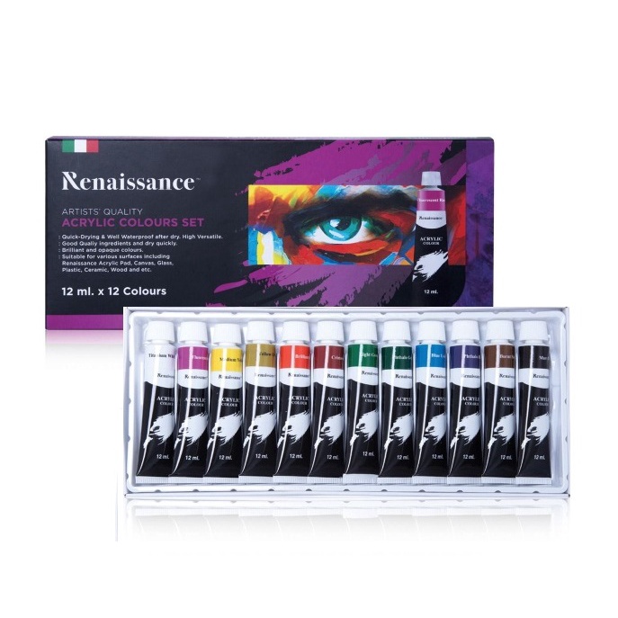 (KTS)ชุดสีอะคริลิค Renaissance Acrylic Colour Set 24สี 12ml