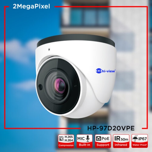 Hi-view กล้องวงจรปิด ระบบ IP Camera รุ่น HP-97D20VPE ความคมชัด 2MP รองรับ SD Card สูงสุด 128 GB