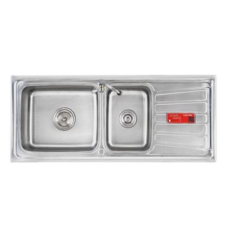 Embedded sink SINK BUILT 2 BAY 1 DRAIN LUCKY FLAME BIS-1258 Sink device Kitchen equipment อ่างล้างจานฝัง ซิงค์ฝัง 2หลุม