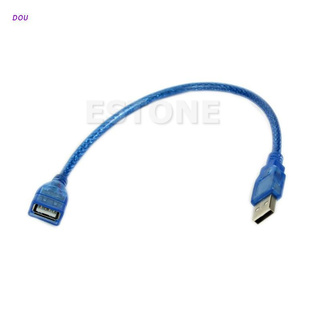 Dou สายเคเบิ้ลต่อขยาย Usb 2.0 A Female To A Male สั้น 23 ซม. สีฟ้า