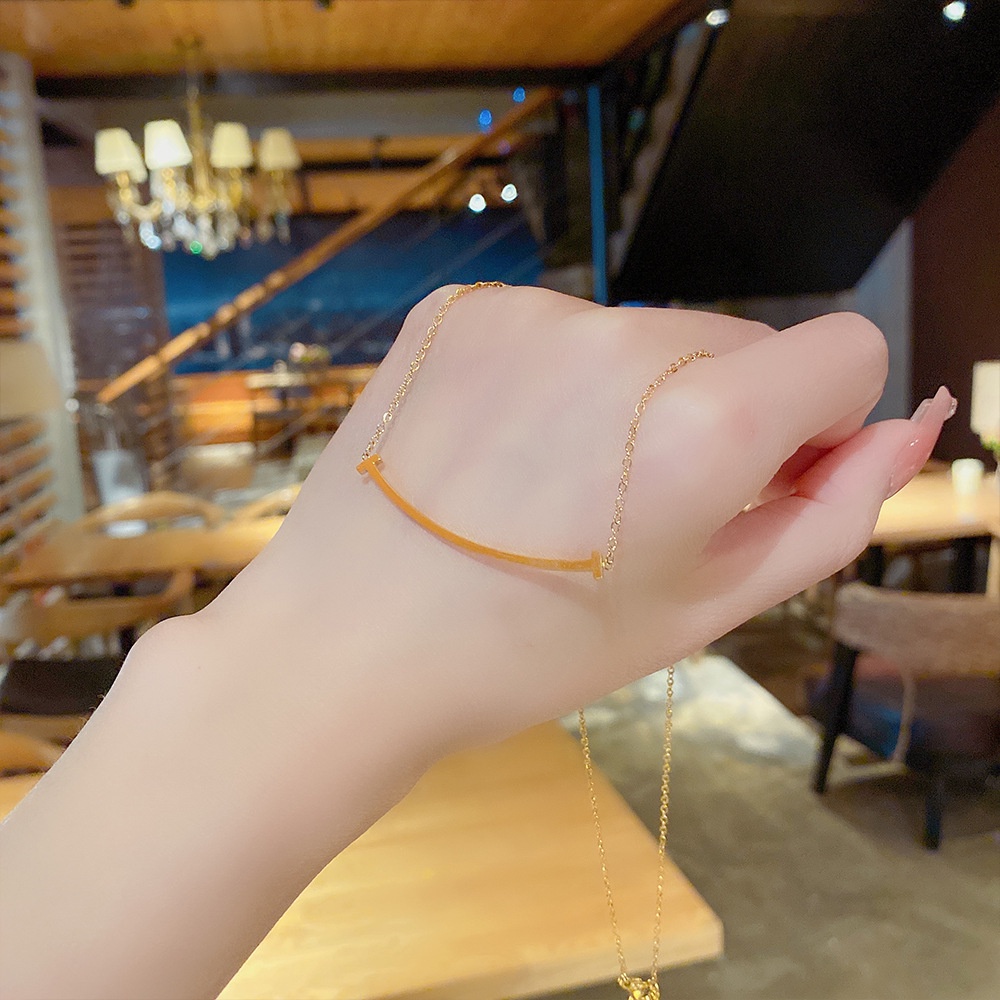 สร้อยคอโซ่เหล็กไทเทเนียม จี้หน้ายิ้ม เรียบง่าย เครื่องประดับแฟชั่น สําหรับผู้หญิง ราคา ถูกที่สุด ดีลบีเคเค แกลเลอรีภาพที่ 7