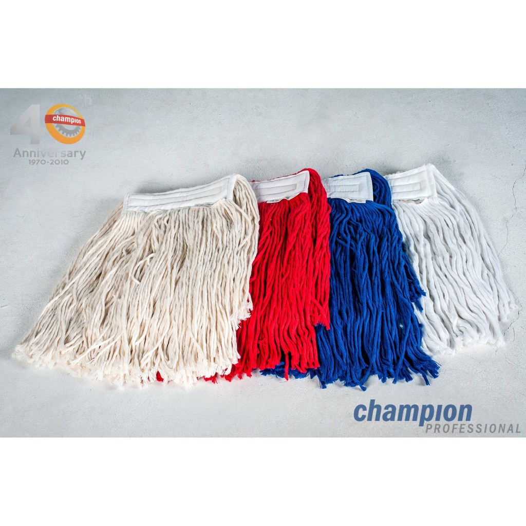 8", 10" ผ้าม็อบพื้น ผ้าม็อบถูพื้น สีขาว สีแดง สีน้ำเงิน Wet Mop Cloth "Champion"