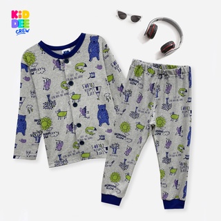 KiddeeCrew ชุดนอนเด็กสีเทาลายหมียืน Gray Baby Pajamas with Standing Bear Pattern เหมาะสำหรับอายุ 1-14 ปี