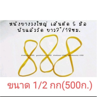 1/2กก.(500ก.)หนังยางแถบหนาวงใหญ่ rubber band ยางอุตสาหกรรม เส้นตัด 5มม.พับทบยาว 7"/18ซม.