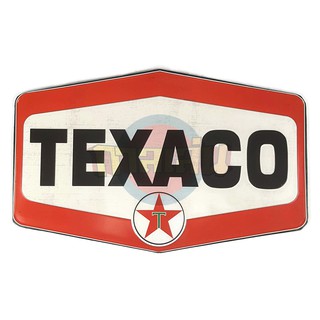 ป้ายสังกะสีวินเทจ TEXACO ขนาดใหญ่ (ปั๊มนูน)