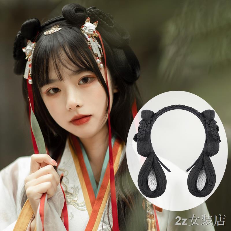 💎Hanfu วิกผม All-in-one ที่คาดผมขี้เกียจถุงผมเครื่องแต่งกายสไตล์หญิงผมมวยทรงผมวิกผมโบราณ