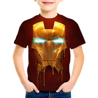 เสื้อยืด แขนสั้น พิมพ์ลาย The Avengers Marvel Super Hero Iron Man 3 มิติ สไตล์ฮาราจูกุ แฟชั่นฤดูร้อน สําหรับผู้ชาย และผู้หญิง