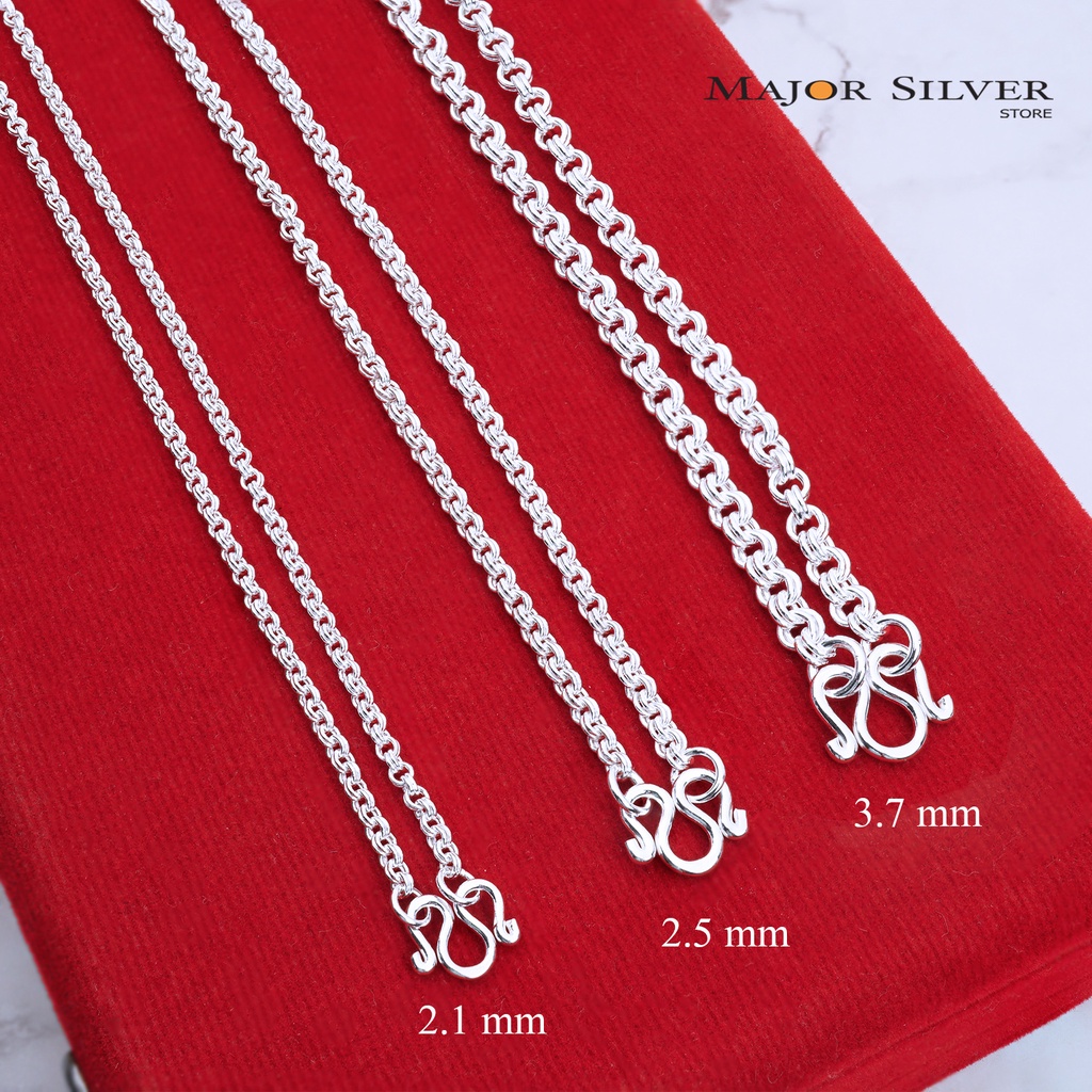 สร้อยคอเงินแท้92.5 : ลายห่วงคู่ ยาว16-30นิ้ว ตะขอตัวเอ็ม สร้อยคอเงิน : สร้อยคอ ชุดห่วงคู่