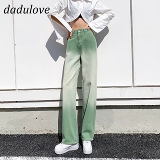 DaDulove💕 New Gradient Green Jeans Korean Version Ins Light Loose Pants Fashion Large Size Womens Clothing