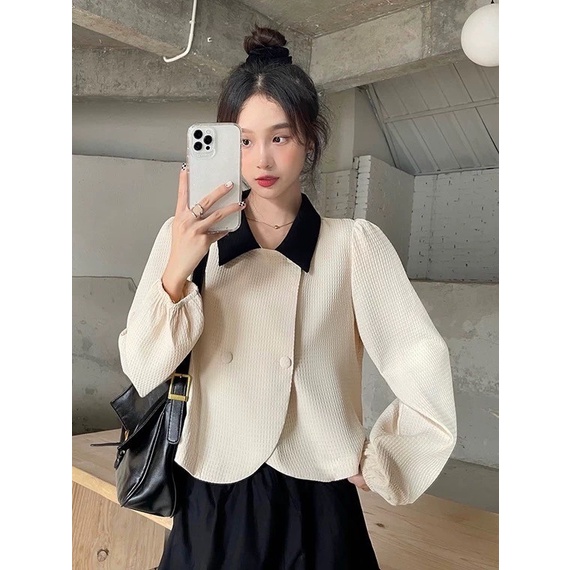 🌷SMD2905🦋 เสื้อเชิ้ตคอปกมีกระดุม โอเวอร์ไซส์ทรงแฟชั่นสไตล์เกาหลีผู้หญิง ผ้านุ่มนิ่มแขนยาว