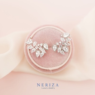 Neriza Jewelry/ ต่างหูออกงานเพชรสังเคราะห์ ประกายเทียบเท่าเพชรแท้ เครื่องประดับออกงานNE056