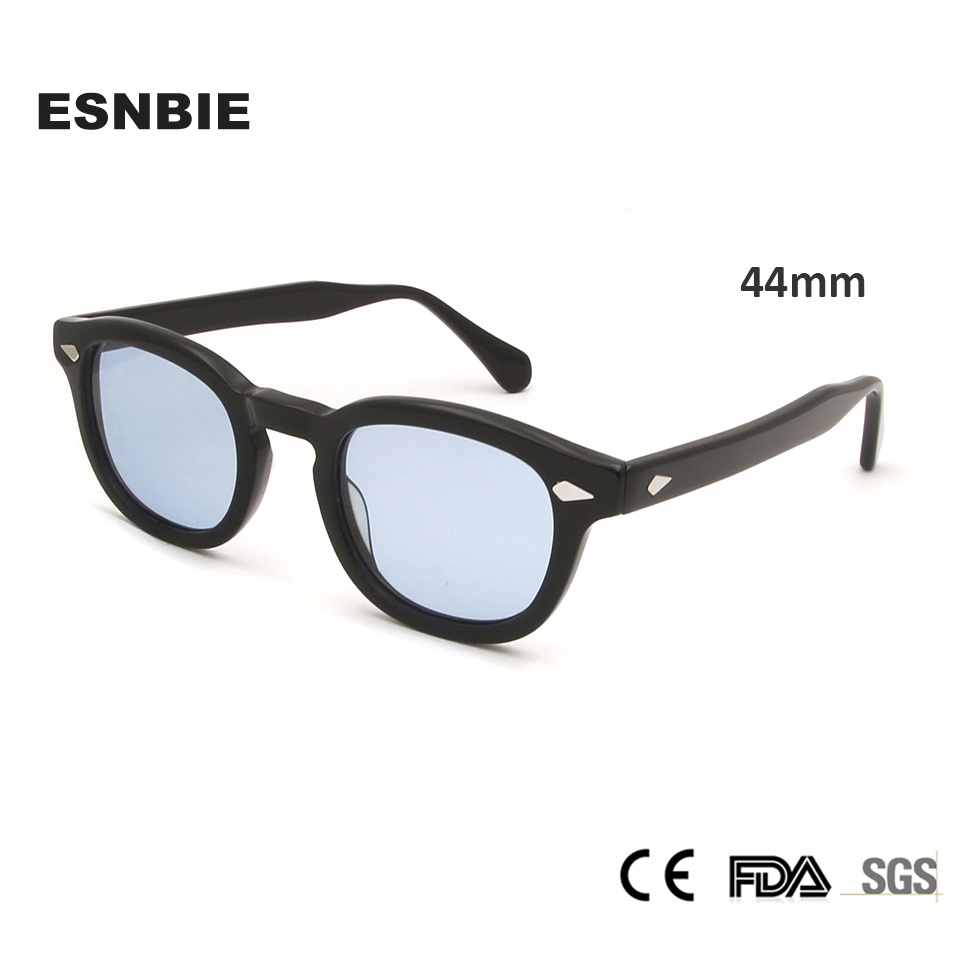 Johnny Depp blue sunglasses matte tortoise acetate frame light blue tinted lens