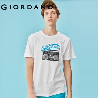 [Giordano] เสื้อยืดแขนสั้น คอกลม ผ้าคอตตอน100% สกรีนลวดลายอวกาศ Free Shipping 01089005 BCFA