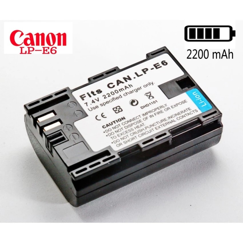 แบตเตอรี่ LP-E6 2200mAh (for canon EOS 5D MK III 5D MK II 6D 6D MK II 7D 7D MK II 70D 60D)