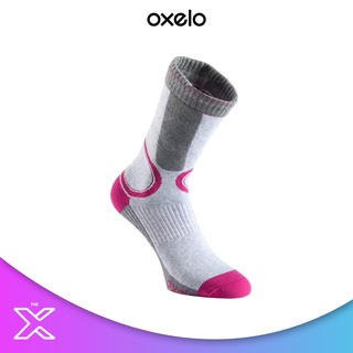 OXELO ถุงเท้าอินไลน์สเก็ตสำหรับผู้หญิงรุ่น Fit (สีเทา/ชมพู) 8303065