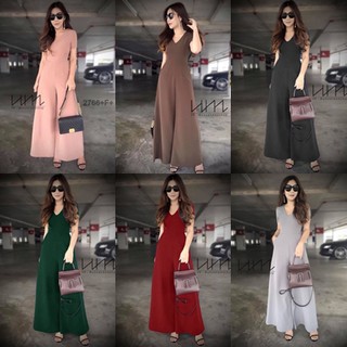 AT2766 จั้มสูทขาบานทรงA แขนสั้น คอวี