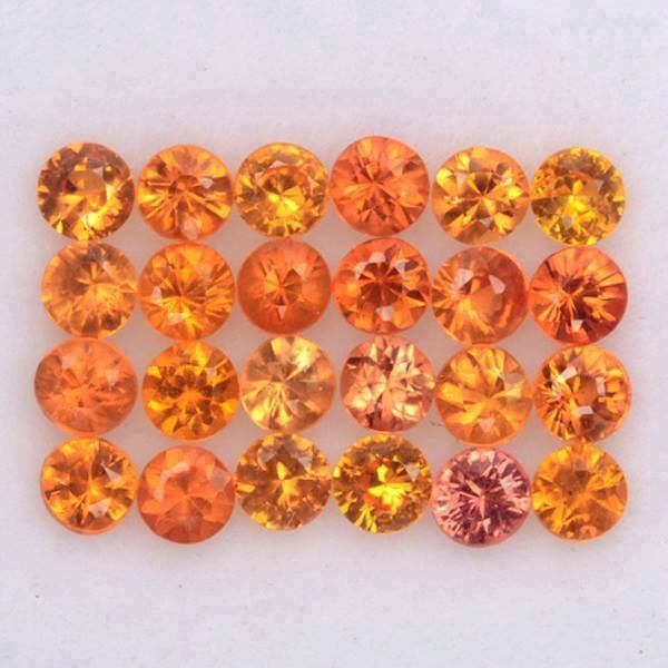 [ 1 ชุด มี 24 เม็ด ] พลอยแท้ บุษราคัม บางกะจะ จันทบุรี YellowSapphire เผา BE 2.3มิล พลอย นพเก้า อัญมณี Gemstone Sapphire