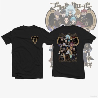 เสื้อยืดโอเวอร์ไซส์【Black Clover】เสื้อยืดแขนสั้นคุณภาพสูงทรงหลวมสีดํา S-4XlS-3XL