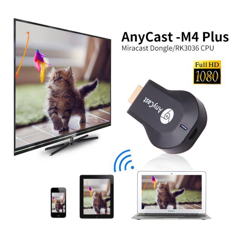Anycast  M4 Plus HDMI WIFI Display ไม่ต้องลงแอพ HDTV ต่อมือถือไปทีวี รองรับ iOS 11 ของแท้100% ต้องจอส้ม คู่มือไทย