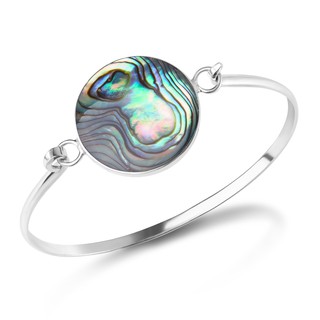 Suvani Jewelry-Silver Abalone Bracelet กำไลเงินฝังด้วยเปลือกหอยเป๋าฮื้อ( Abalone ) สวย สง่า