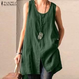 ZANZEA Women Casual Crew Neck Singlet Sleeveless Loose Shirts