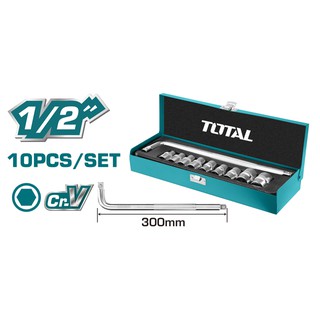 Total ชุดประแจบ๊อกซ์ ด้ามตัวแอล 10 ตัวชุด (10 - 24 มม.) รุ่น THTL121101 ( Socket Set ) ชุดบ๊อกซ์ ชุดบล็อค