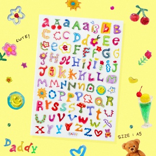 DADDY | Glitter Glue  Alphabet Sticker A5 สติ๊กเกอร์ตกแต่ง ลายตัวอักษร เนื้อวิ้งๆ