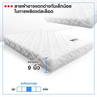 [รับประกัน 6 ปี] ที่นอนสปริงไร้ขอบ ผ้ากันไรฝุ่น นุ่มสบาย หนา 9 นิ้ว