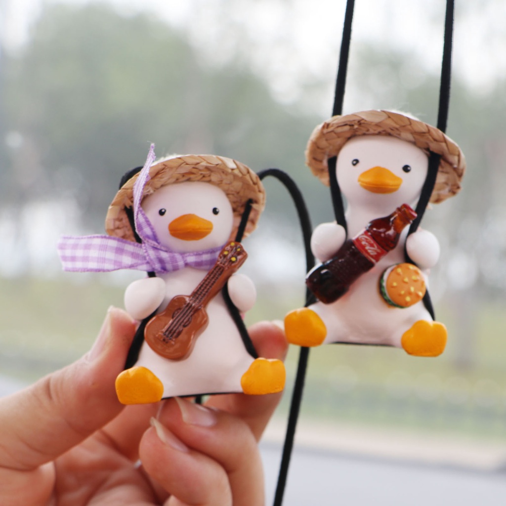 2 Pcs Canard Qui Se Balance Ornement Voiture - Décoration Rétroviseur Mignon