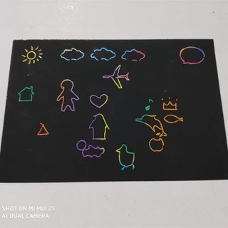 เซ็ตกระดาษขุด50แผ่น 32k ดำ 13*19 ซม ขุดสีรุ้ง ไม้บรรทัดวาดรูป