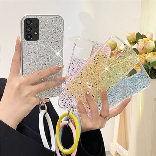 2022 New เคส Soft Case Samsung Galaxy A53 A33 A73 A13 LTE A52S A52 S22 Ultra S22+ Plus 5G 4G Hot Sale Casing Flash Diamond TPU Handphone Case with Fashion Wristband Shockproof Cover เคสโทรศัพท์