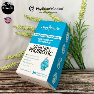 โปรไบโอติก 6 หมื่นล้านตัว Probiotic 60 Billion with Prebiotic Fiber Blend 30 Veggie Capsules Physicians Choice®