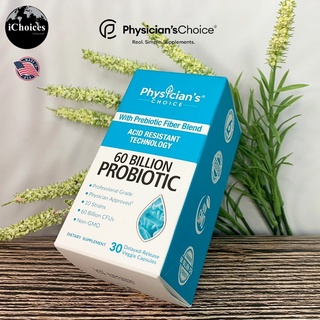 โปรไบโอติก 6 หมื่นล้านตัว Probiotic 60 Billion with Prebiotic Fiber Blend 30 Veggie Capsules Physicians Choice®