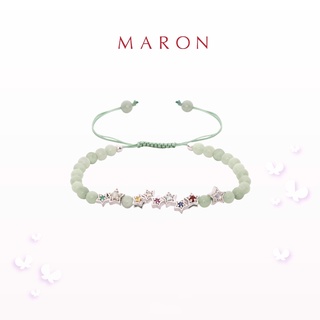 MARON - My Nine Lucky Stars Bracelet with Jade (เชือกถัก) สร้อยข้อมือดาวนพเก้า เสริมดวงทวีคูณ [หยก] เงินแท้ 925