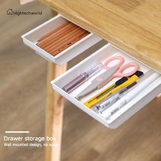 hid◞♡Self-adhesive Drawer Storage Box ABS Under Desk Stationery Organizer Tray