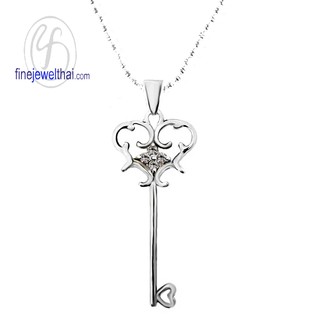 Finejewelthai จี้เงิน จี้เพชรสังเคราะห์ จี้ลูกกุญแจ/ Diamond CZ-Silver925-Pendant - P1106cz