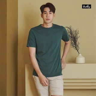 YuenPuen เสื้อยืดคอกลม สีเขียว ยืนพื้น ไม่ยืด ไม่ย้วย เสื้อสีพื้น ผ้าCotton ผสม Polyester ผ้านุ่ม