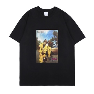 Asap Rocky Harajuku เสื้อยืดแขนสั้น สีดํา สไตล์ฮิปฮอป แฟชั่นสําหรับผู้ชาย 1 2022S-5XL
