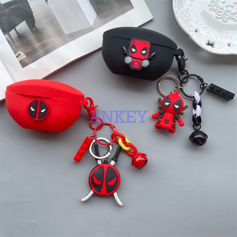 For Sony WF-SP800N WF-1000XM4 WF-1000XM3 XB700 C500 Earphone Silicone Case Deadpool Lovely Earbuds Waterproof Shockproof Soft Protective Headphone Cover Headset Skin with Hook