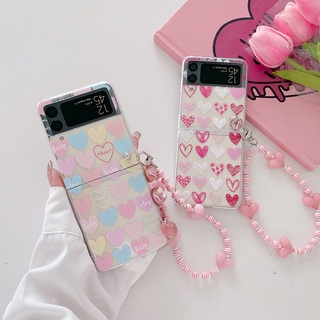 เคสโทรศัพท์มือถือแบบแข็ง ใส ลายกราฟฟิตี้หัวใจน่ารัก สําหรับ Samsung Galaxy Z Flip4 3 2 1 ZFlip4 ZFlip 3