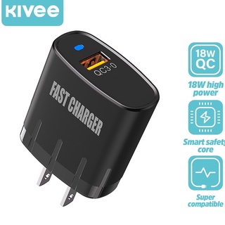 KIVEE หัวชาร์จเร็ว 18W QC3.0 พร้อมไฟเตือนความปลอดภัย LED Fast Charger