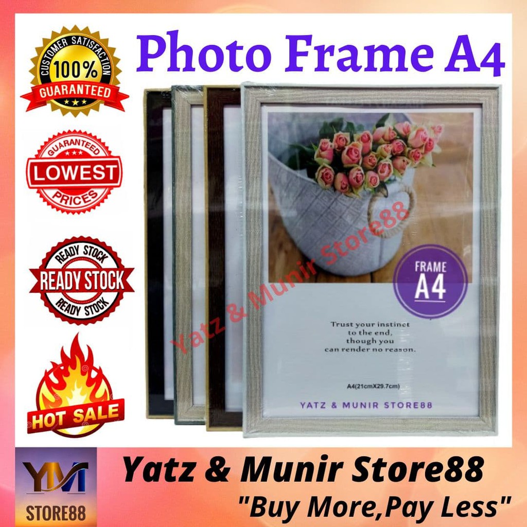 PHOTO FRAME A4 DOCUMENT FRAME/ FRAME GAMBAR A4(WHITE/BROWN/BLACK/GREEN)/FRAME A4 VIRAL