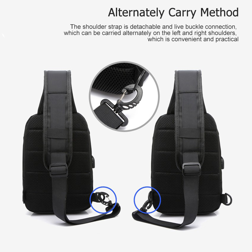 Laber Lee กระเป๋าคาดอกแฟชั่น มีพอร์ตชาร์จ Usb สําหรับผู้ชาย